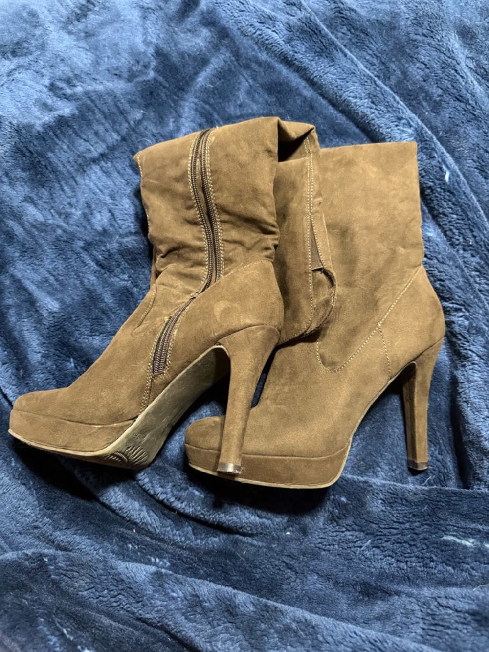 Catwalk Brown Suede Platform Stiletto Knee High Boots